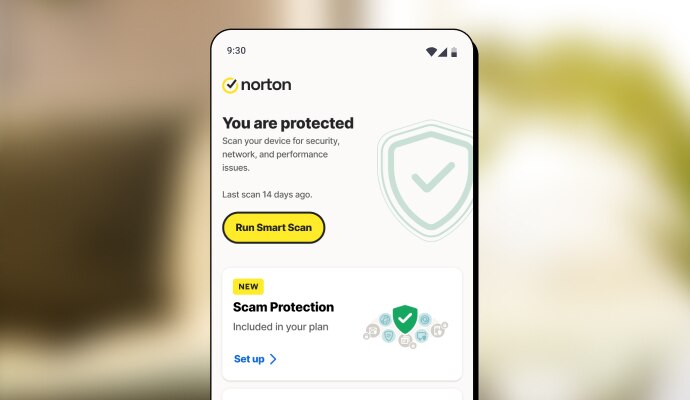 Mobile phone displaying Norton Mobile Security app